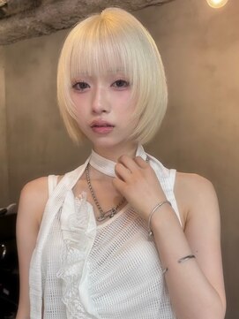 キラ 原宿(KILLA) ハッシュボブ/顔周りカット/ワンホンレイヤー/ブロンドボブ/原宿