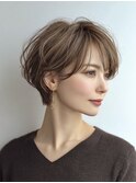 ミセスショートボブ白髪ぼかし脱白髪染め30代40代50代60代♪