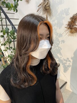 ノア(noa.) オレンジ×インナーカラー×フェイスフレーミング