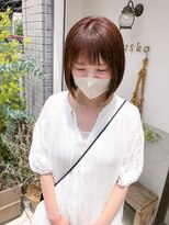 ルスカ(ruska)&nbsp;パツンと切りっぱなしボブ×オレンジカラー