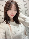 まろみブラウンミディアム_前髪マチルダボブピンクベージュ