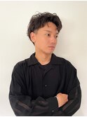 メンズ　パーマ　爽やか　ツーブロック　刈り上げ　アップバング
