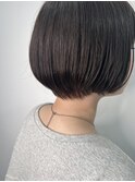 大人可愛い20代30代40代黒髪前下がりショートボブ丸みショート◎