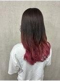 グラデーションピンク　ダブルカラー　ブリーチカラーハイトーン