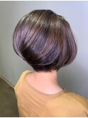ハイライト（白髪ぼかしハイライト）×ショート