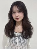 ロングレイヤーブラウンベージュ顔周りレイヤーカット