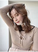 ブラウンベージュ大人セミロングレイヤーカットヘルシーウェーブ