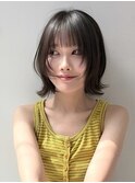 鎖骨ミディアム韓国風パーマハイレイヤーブリーチなし薄め前髪☆