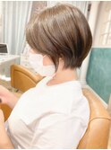 【斉藤 航人】くすみブルーなテラコッタショートボブ
