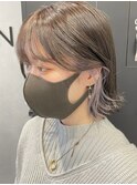 インナーカラーケアブリーチイヤリングカラーハイライトミニボブ