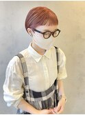 【ANNEXハザマ】シアーピンク×ショートマッシュ