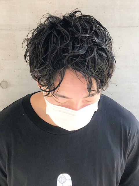 10代20代◎黒髪マッシュショート×お洒落ツイストパーマ