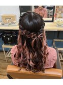 髪リボンハーフアップ