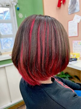 美容室 夢追い人 アンブレラカラーレッド