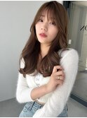 韓国風 セミロング シースルーバング