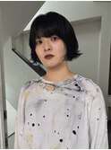 黒髪フレンチボブパーマ