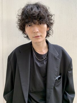 メンズレコ 渋谷(MEN'S LECO) サーフカールスパイキーショートブルーブラックフェザーパーマ