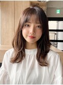 小顔 前髪 レイヤーカット ココアベージュ "