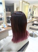 毛先ブリーチピンクグラデーション