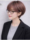 アッシュカラー ハンサムショート 大人ボブ 顔周りカット