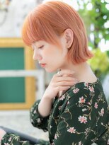 カバーヘア ブリス 上尾西口店(COVER HAIR bliss)&nbsp;オレンジブラウン☆韓国風小顔外ハネボブディa上尾10代20代30代