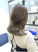 セミロング オリーブベージュ  ブリーチなし 原宿表参道渋谷