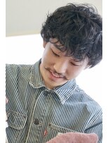 にもう ブルーブラック 韓国センターパート　メンズヘア