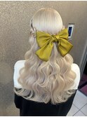編み込みハーフアップ