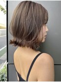 シースルーバング 外ハネ レイヤー大人ボブ レイヤーボブ A1012