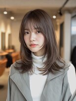 ケシキ 表参道 原宿(kesiki.)&nbsp;ミディアムレイヤー顔周りカットハッシュカットワンホンレイヤー