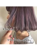 可愛さUP◎パープルピンクアッシュダブルカラー☆毛先パーマボブ