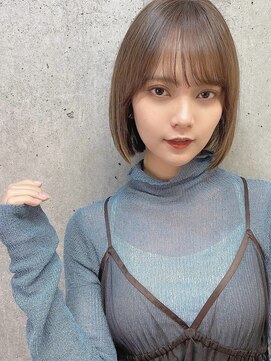 ユアーズヘア 新宿三丁目店(youres hair) 大人可愛い☆骨格修正スッキリショートボブ 韓国風前髪カット
