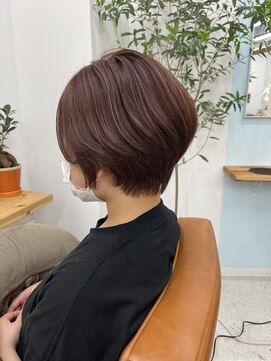 ティエル(TieLu) コンパクトショート×ハイライト×ワインレッド