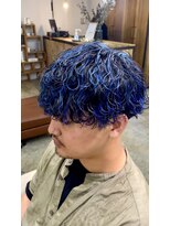 エルオム(EL.HOMME)&nbsp;波巻きクリームパーマ／ブルーハイライト