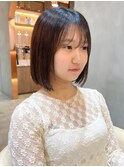 【北澤華】オリーブベージュウェットヘアボブ/縮毛矯正