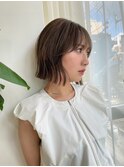 切りっぱなし/オリーブグレージュ/ボブ/シースルー