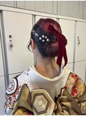 大人タイトシニヨンリボンアレンジ成人式卒業式七五三
