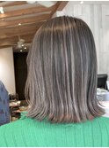 バレイヤージュグレージュハイライトダブルカラーケアブリーチ