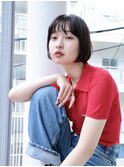 切りっぱなし/前下がり/ナチュラル/ぱっつんボブ