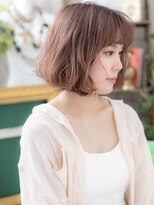 カバーヘア ブリス 川口(COVER HAIR bliss)&nbsp;大人ガーリーピンクグレージュ小顔ミニボブb川口20代30代40代