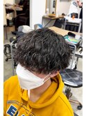 ツイストスパイラルパーマ×刈り上げマッシュ