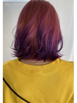 イノセントヘア(innocent.hair) ピンクパープル デザインカラー 裾カラー