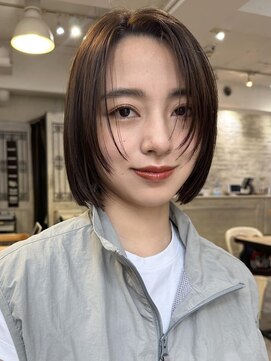 ミンクス渋谷スマートサロン(MINX shibuya smart salon) ぷつっショート顔まわりレイヤーグレージュカラーデザインカラー