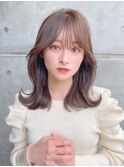 20代30代40代韓国セミロングミディアムシースルーバング　恵比寿
