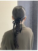 大人気ベロアリボン！ツヤ感タイトアレンジ！