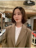 切りっぱなしボブ×ニュアンスパーマ
