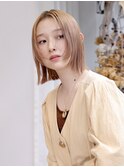 ハイトーンカラー/顔回りレイヤー/切りっぱなしボブ/本牧