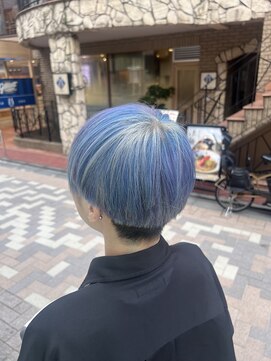 アソビセカンド 原宿(ASOBI 2nd) ダブルカラー/黒髪/ボブルフ/ネビージュ/原宿/オーロラカラー