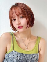 ホフ 大阪心斎橋店(F.O.F) ベージュインナーカラーショートボブレイヤーミディアム前髪