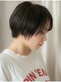 □アッシュブラック丸みショートマッシュ404川口10代20代30代